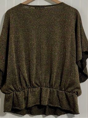 Cathy Daniels Black & Gold Metallic Pullover Tunic
